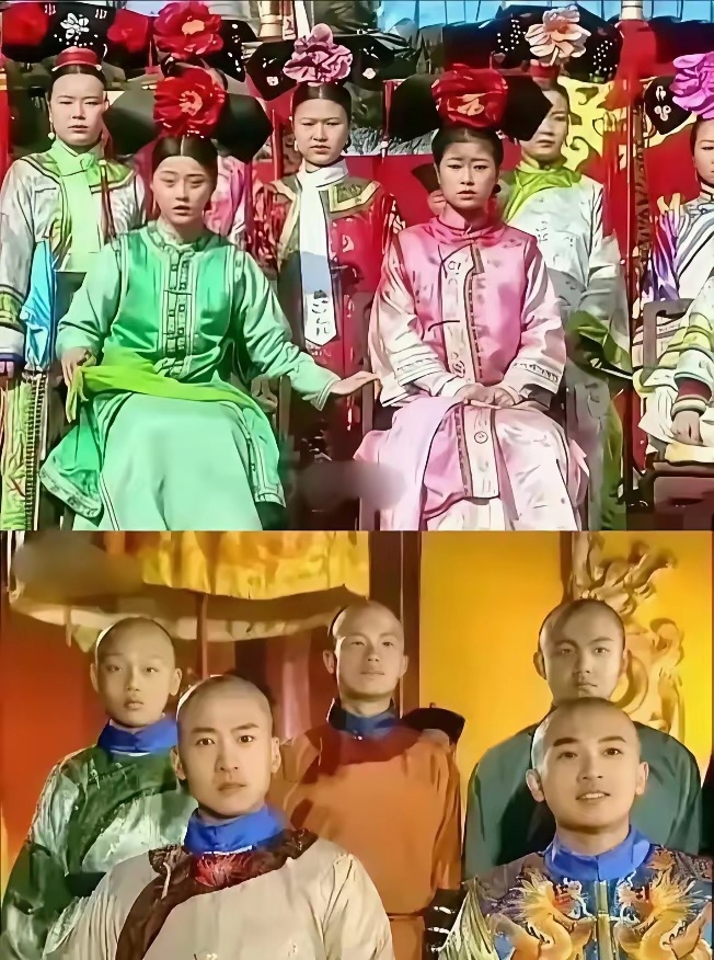 之前就有人说，老版《还珠格格》拍得也太离谱了！ 金锁一个丫头居然坐着，后面还站着