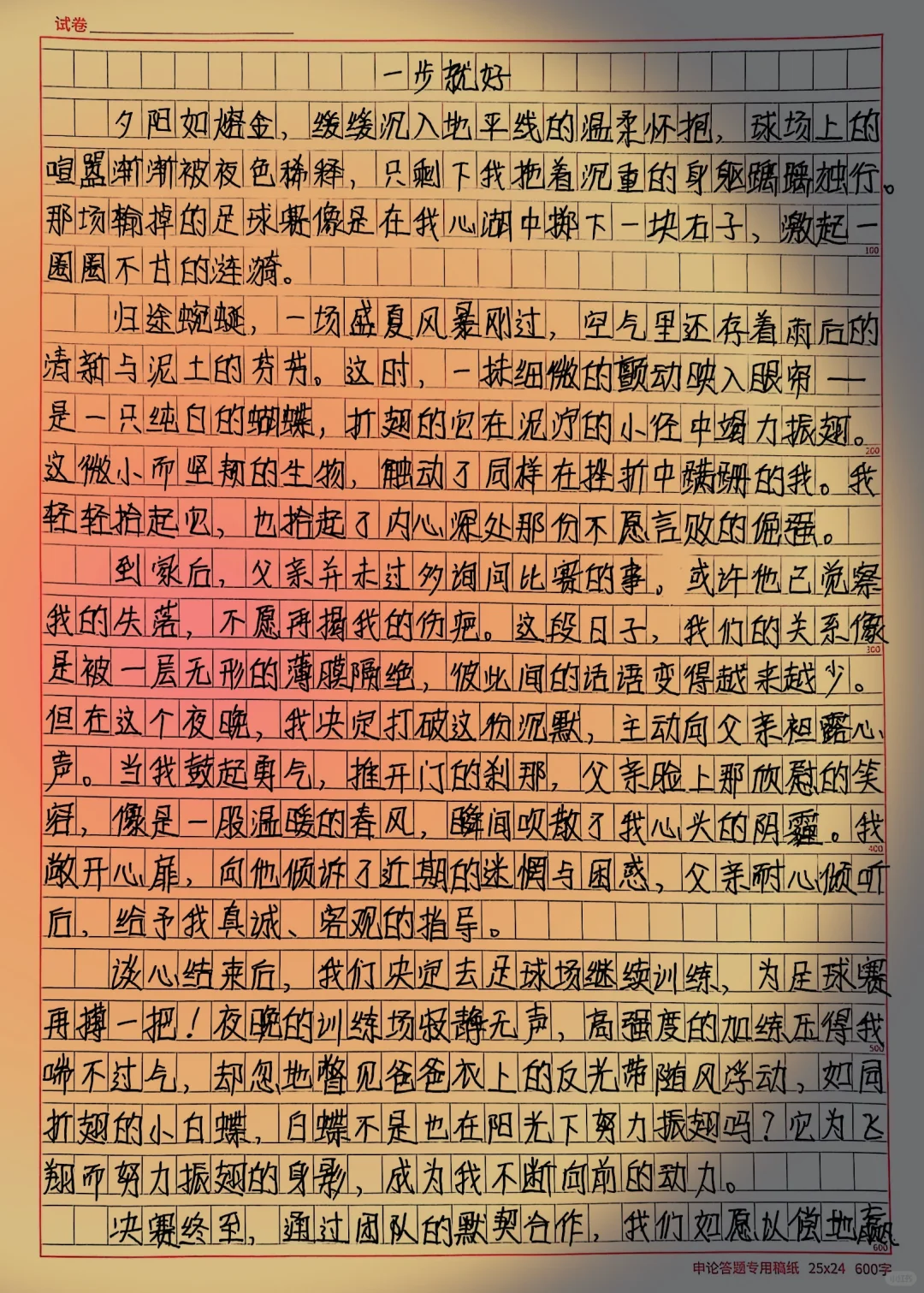 写出人物精神 让真情自然流露作文 中考满分作文