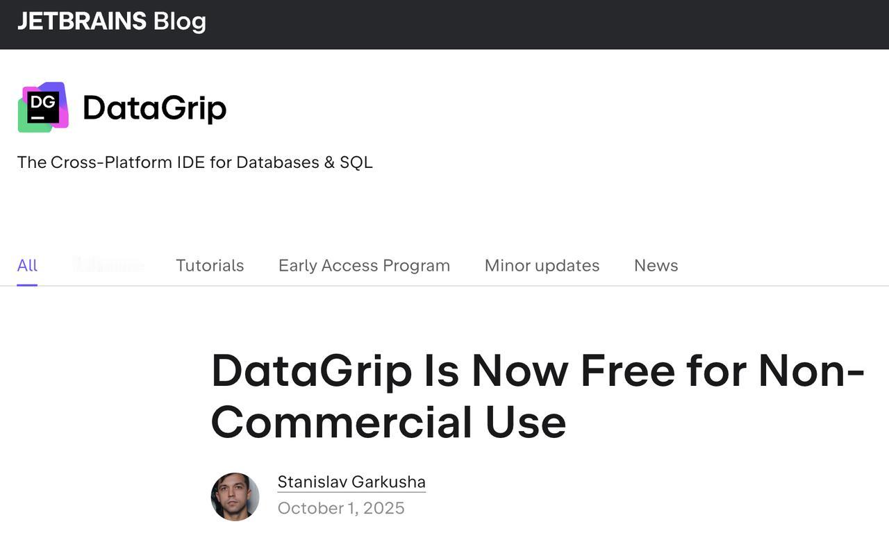JetBrains DataGrip 免费开放：非商业用途用户福利来啦！

10