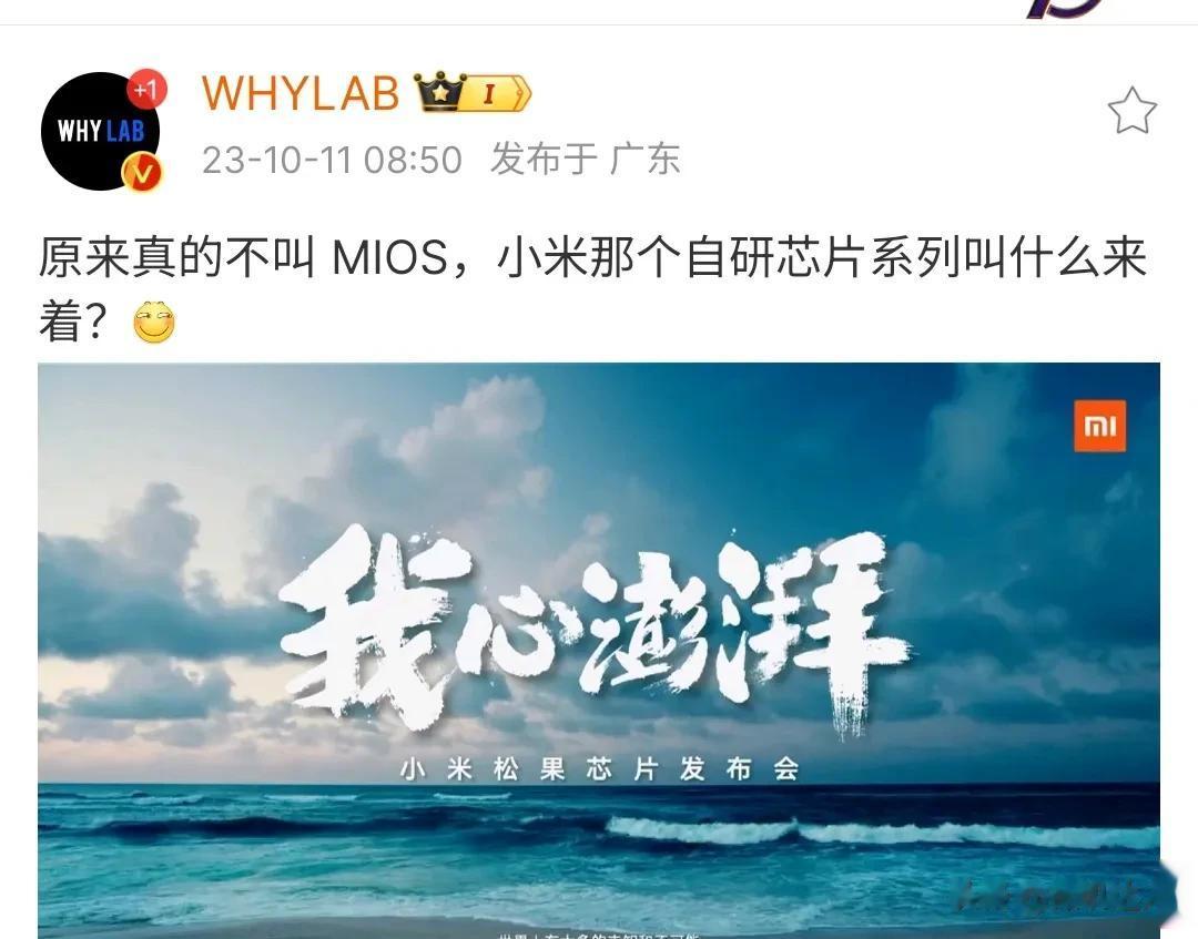所以小米自研系统不叫MIOS，而是叫澎湃OS？？其实我觉得叫凤凰OS更好，寓意M