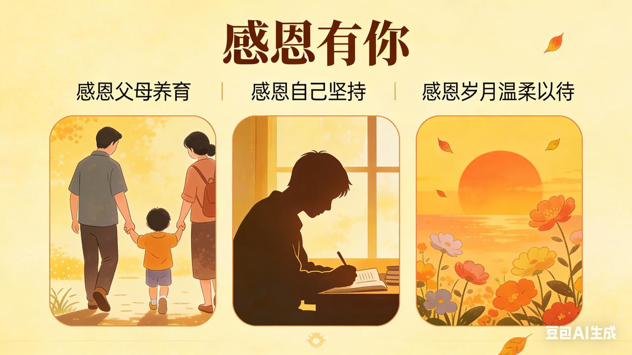 能过上现在的日子，你最感恩谁感恩父母养育，感恩自己坚持，感恩岁月温柔以待。