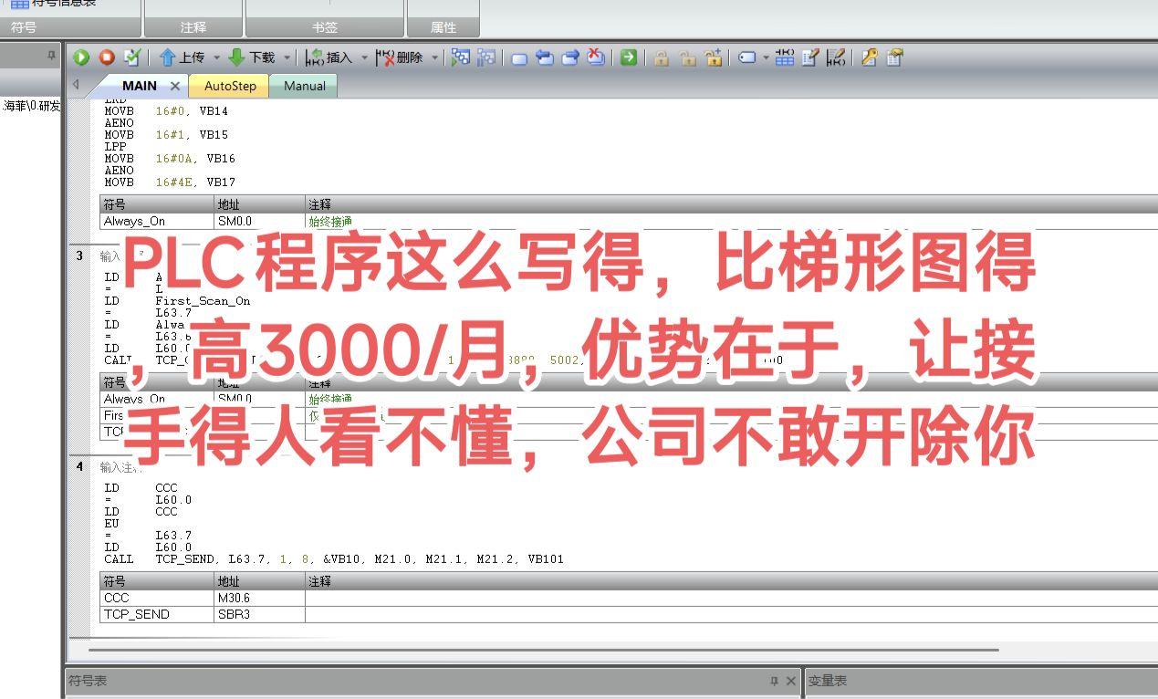 PLC程序这么写得，比梯形图得，高3000/月，优势在于，让接手得人看不懂，公司