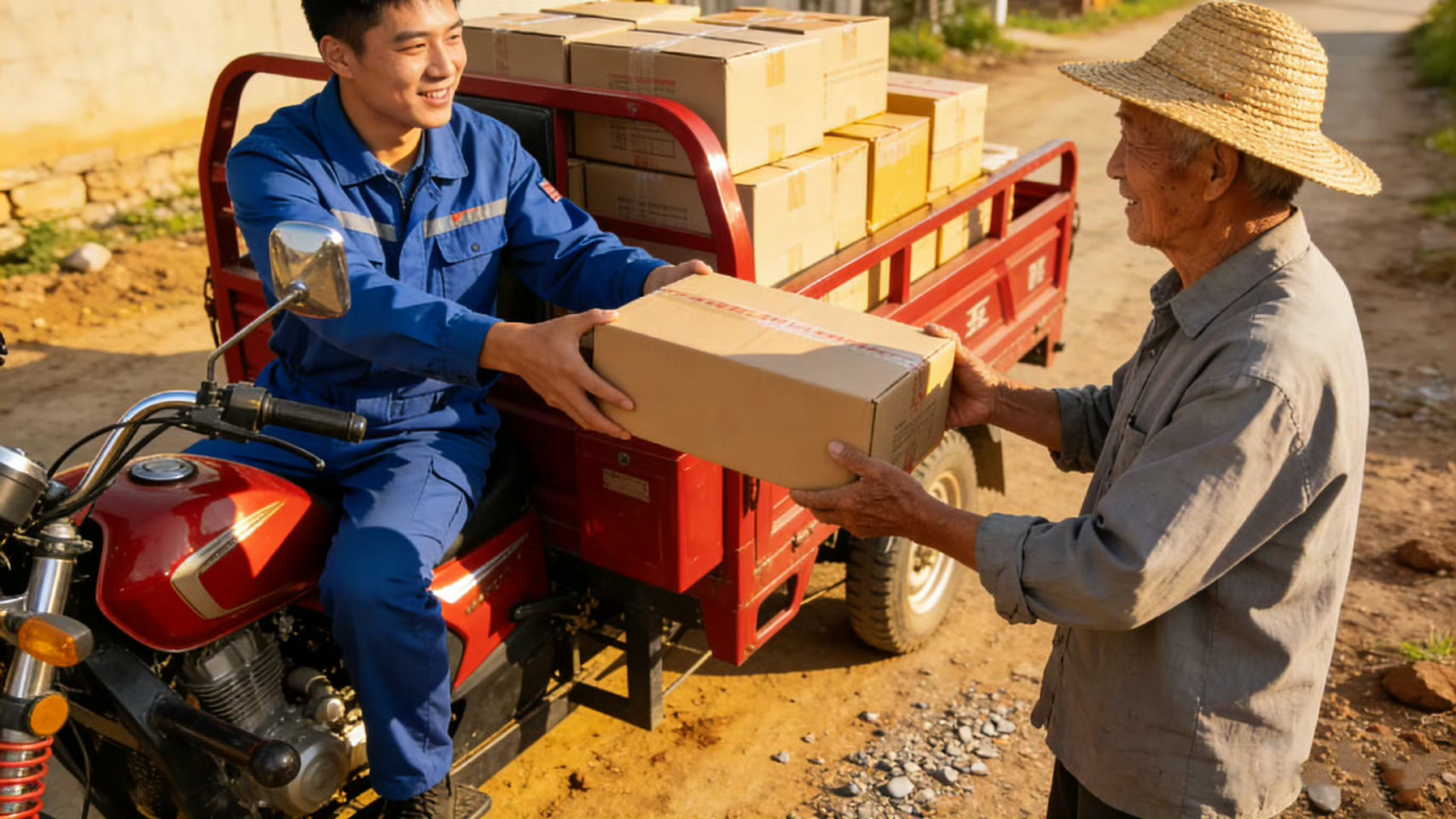 拼多多试行免费送货进村一号文件说的打通最后一公里。以前村里老人去镇上拿快递太不方