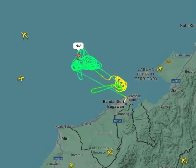 知道这是啥不？飞机的轨迹图呗，地点南海文莱附近海域……
据说，老妹正在疯狂寻找前