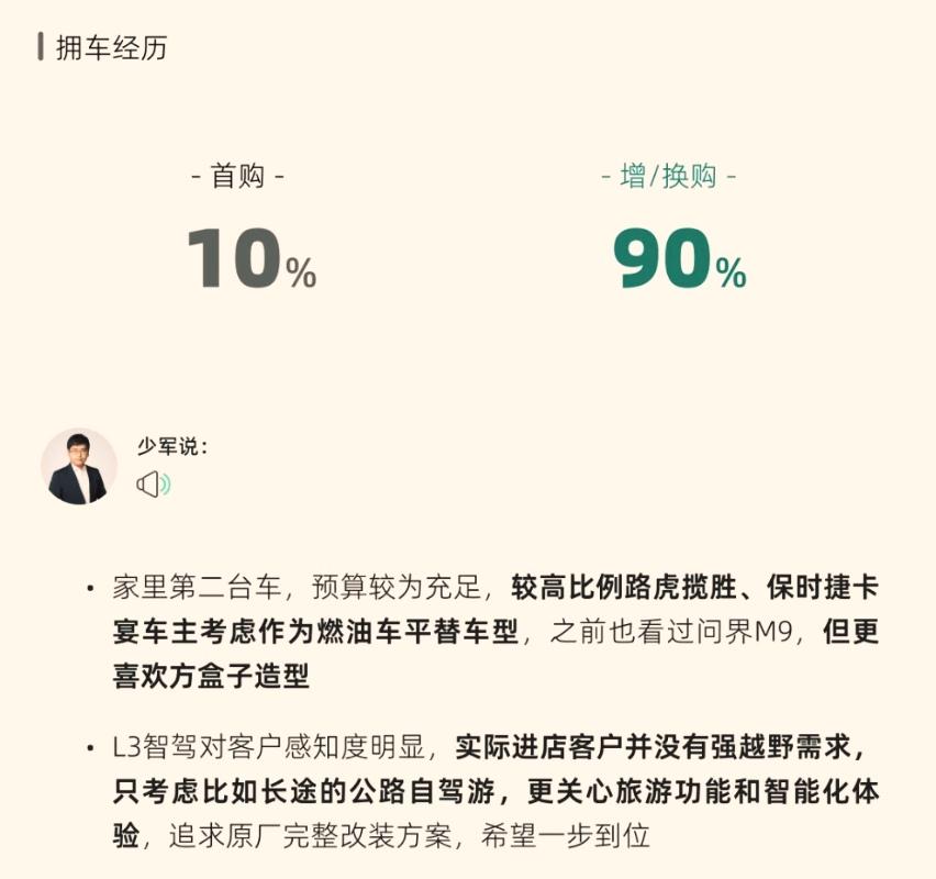 这是享界G9订单用户统计。抢了很多揽胜级别的增换购车主。

神行者8上来以后对G