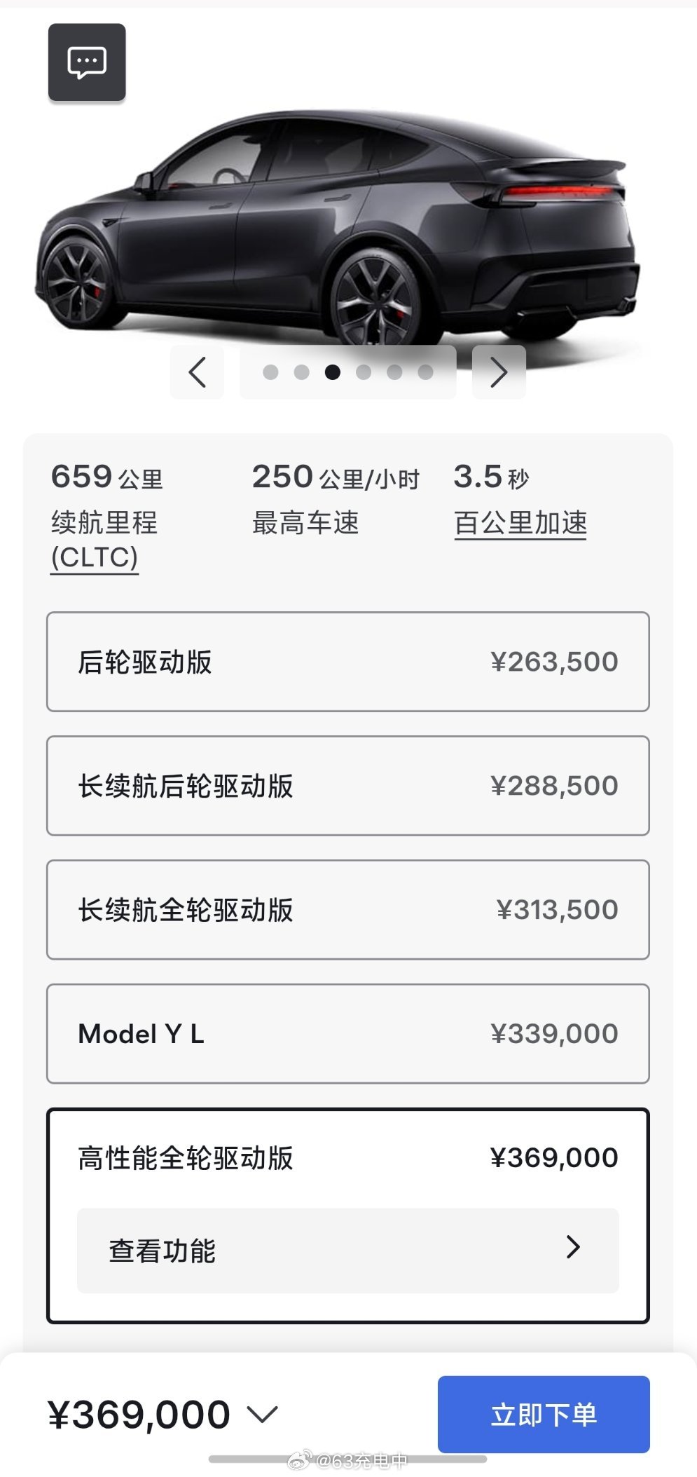 Model Y P 版终于来中国市场了，售价 36.9 万，CLTC 续航 65