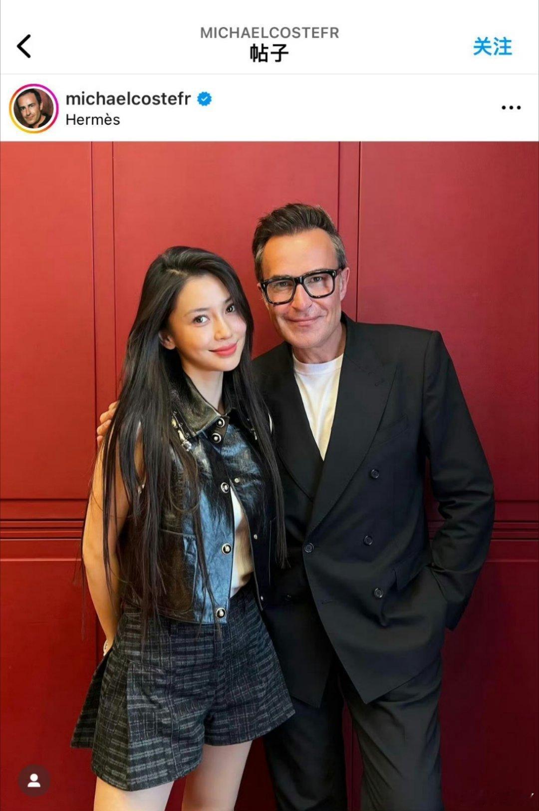 Angelababy 杨颖  和爱马仕总监老友合照再➕1，好美的baby姐，夹缝