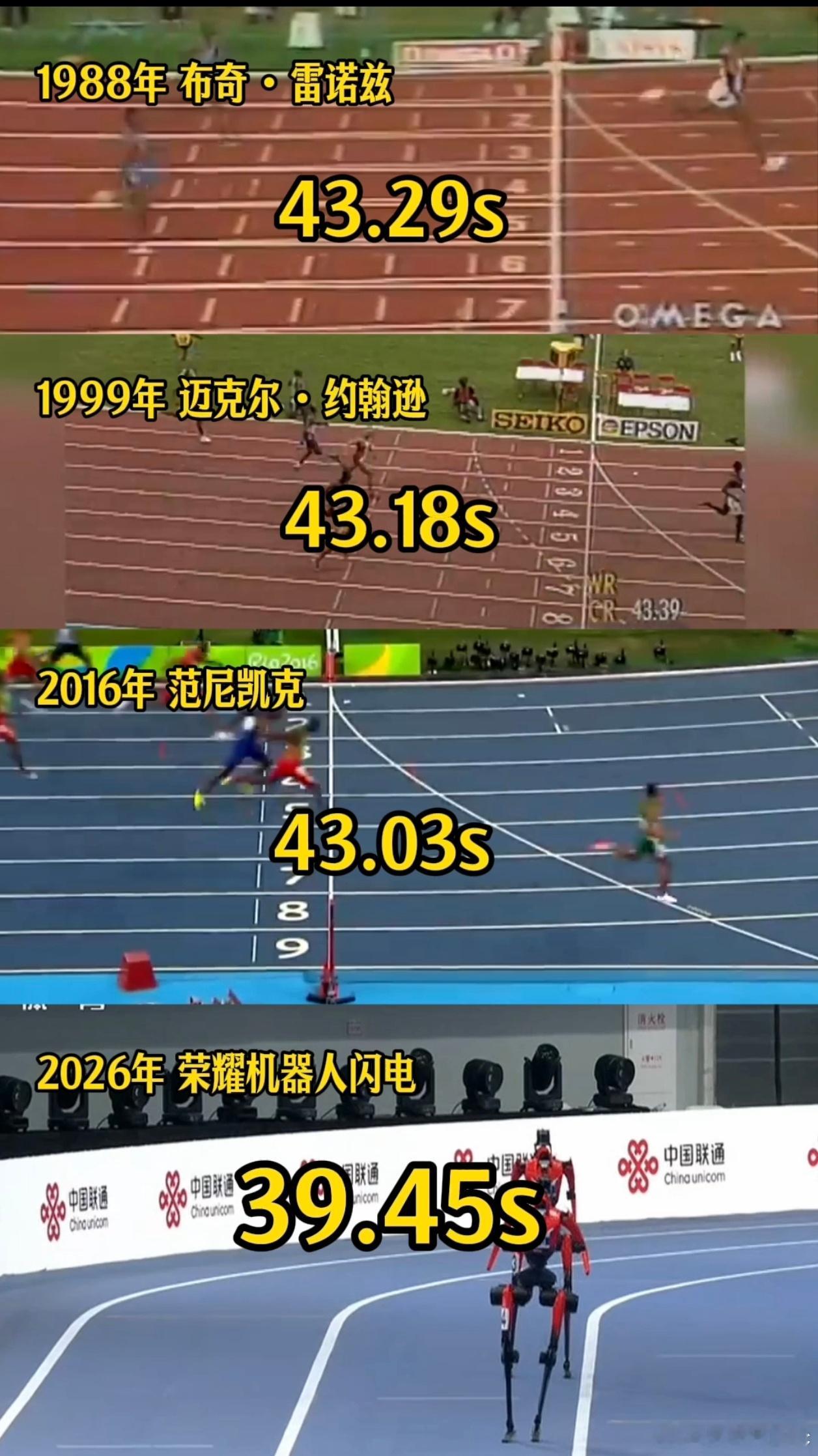 人类400米纪录保持者祝贺闪电破纪录400m飞人世界纪录回顾。荣耀闪电目前最新成