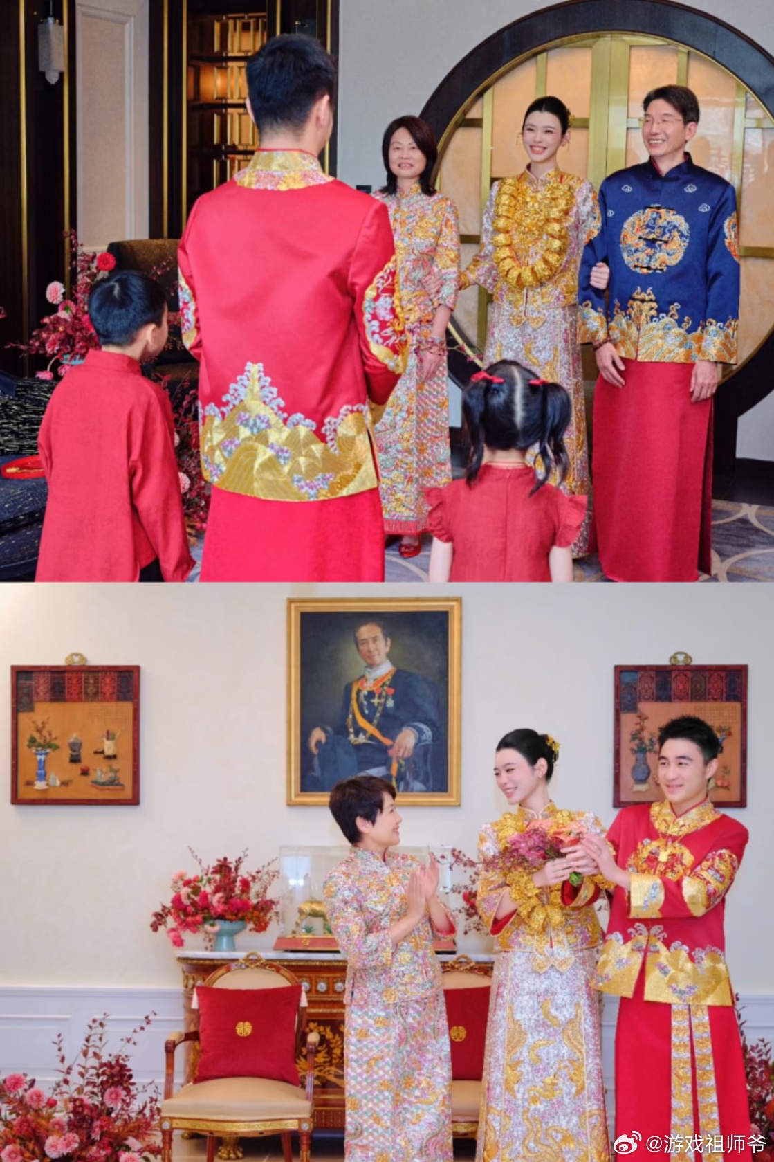奚梦瑶晒婆婆赠送的婚嫁敬茶礼一边是何猷君给奚梦瑶在法国补办婚礼，一边是estar