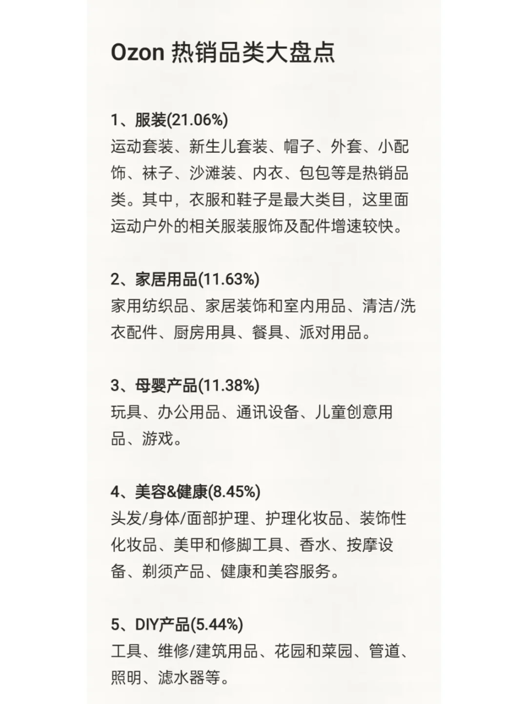 OZON热卖品类大盘点