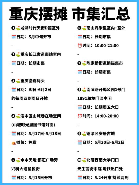重庆摆摊去哪儿❓多个市集汇总来啦🔥