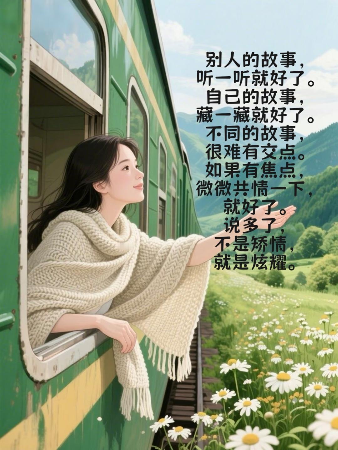 别人的故事，
听一听就好了。
​自己的故事，
藏一藏就好了。
​不同的故事，
很