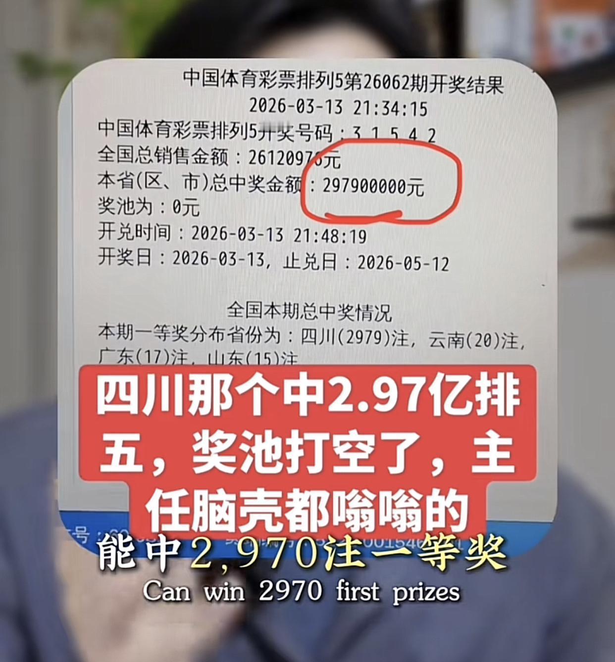 我不买彩票，我不懂啊，有没有人能告诉我，这一个人怎么能中2979注一等奖，独揽2