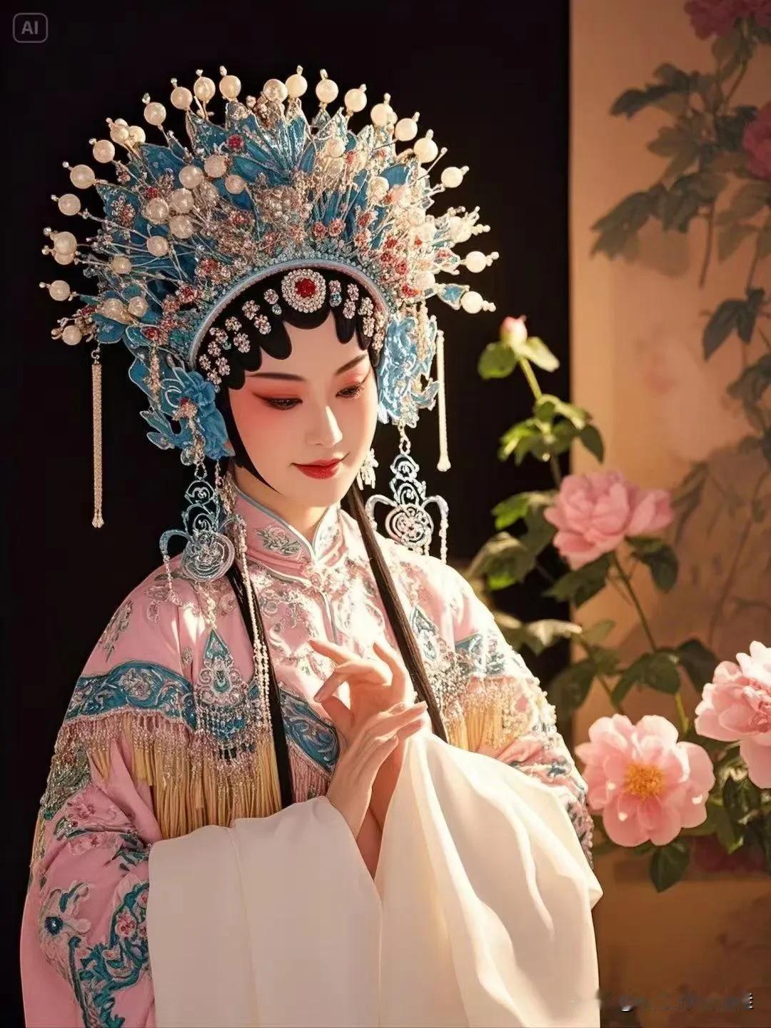 一悲一喜一抖袖，
一跪一拜一叩首，
一颦一笑一回眸，
一生一世一瞬休。
国粹 戏
