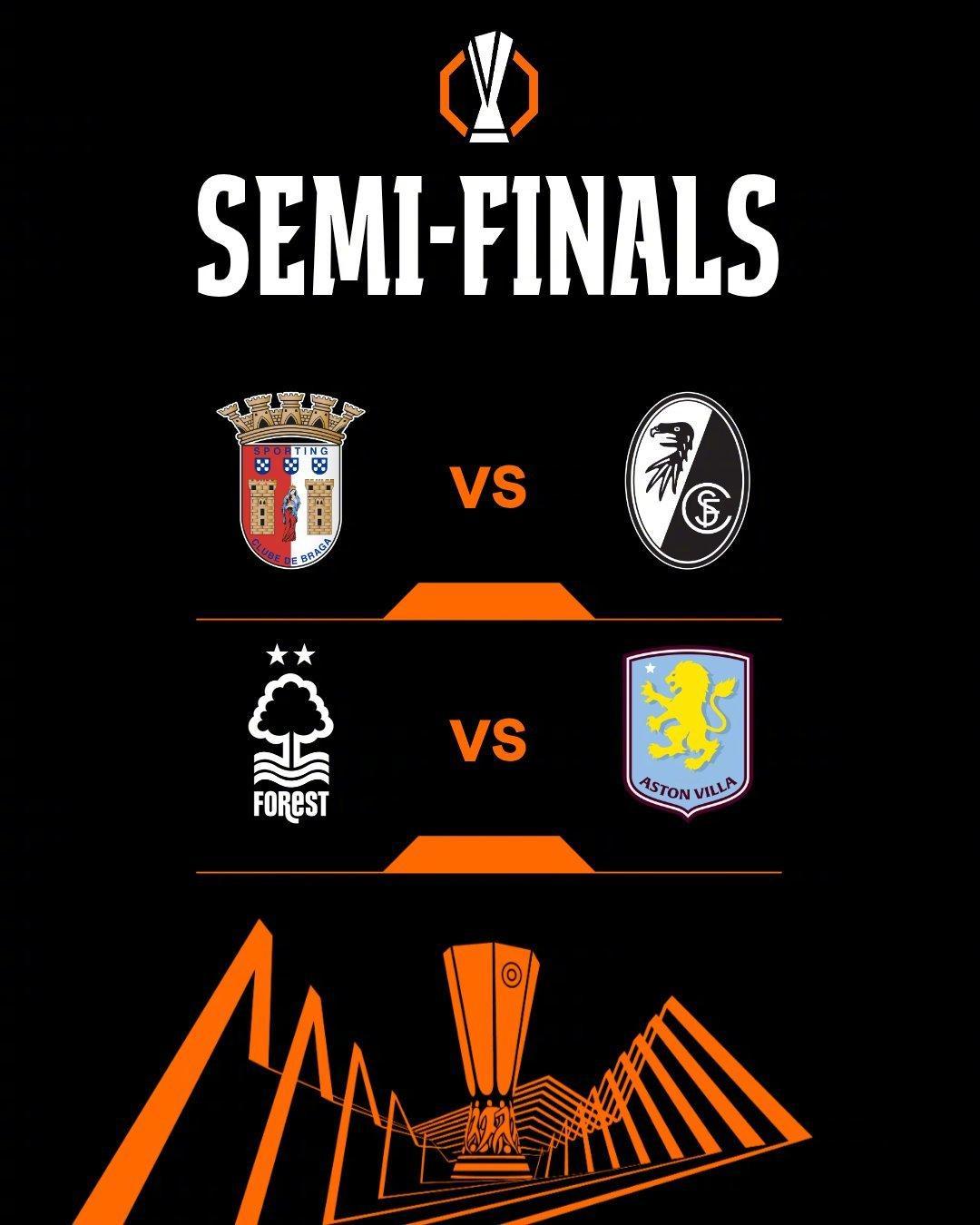 2025-26赛季欧战三大赛事半决赛对阵全部出炉，欧洲足坛进入终极冲刺阶段。本赛