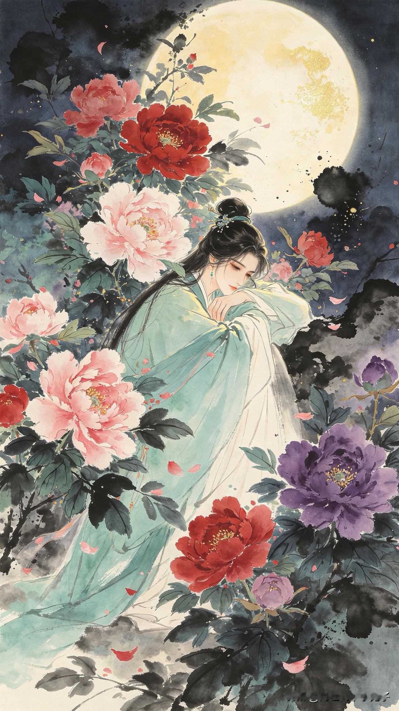 花间静夜月朦胧，
独倚芳丛意未穷。
露湿衣香浑不觉，
       
…………请