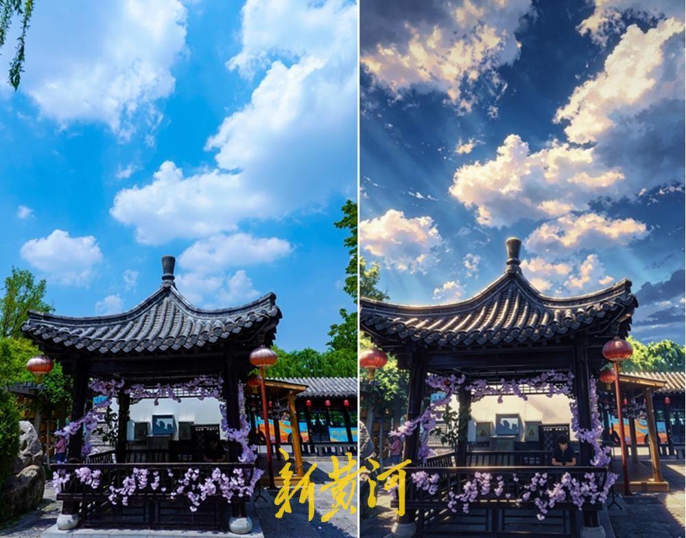 蓝天白云下明府城婉约如江南 AI动漫风解锁老城新魅力！5月11日，泉城迎来蓝天白