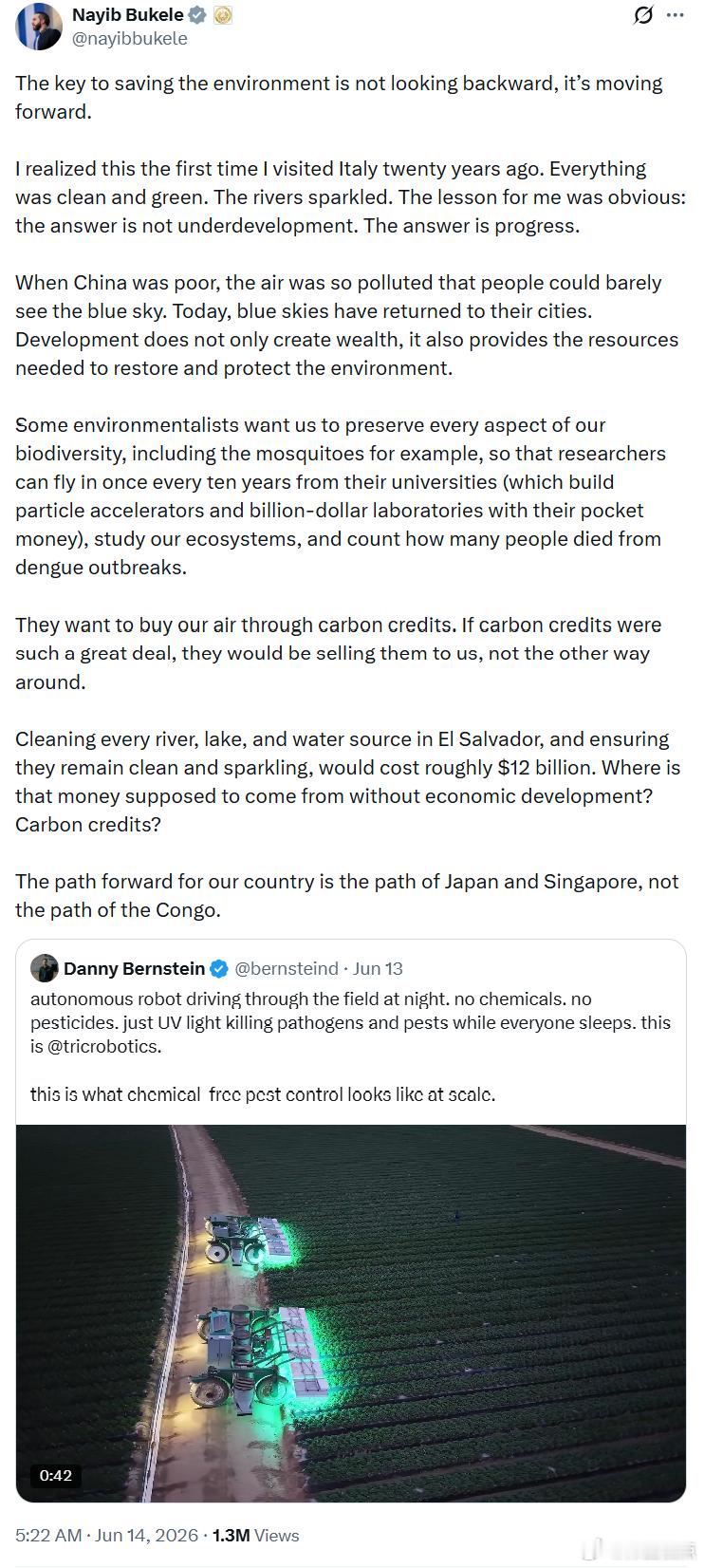 萨尔瓦多总统纳伊布·布克尔发表发展是硬道理论：拯救环境的关键不是回头看，而是向前