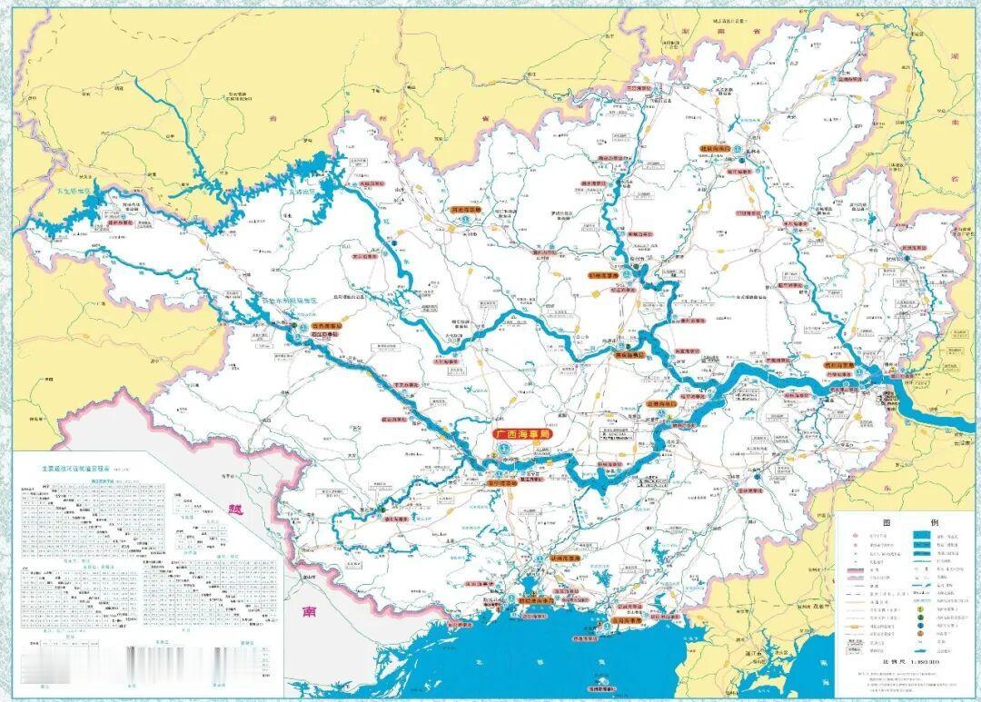 广西内河航道里程位居全国第七名，西江干线本身就是西南地区出海大通道，常年可通行千