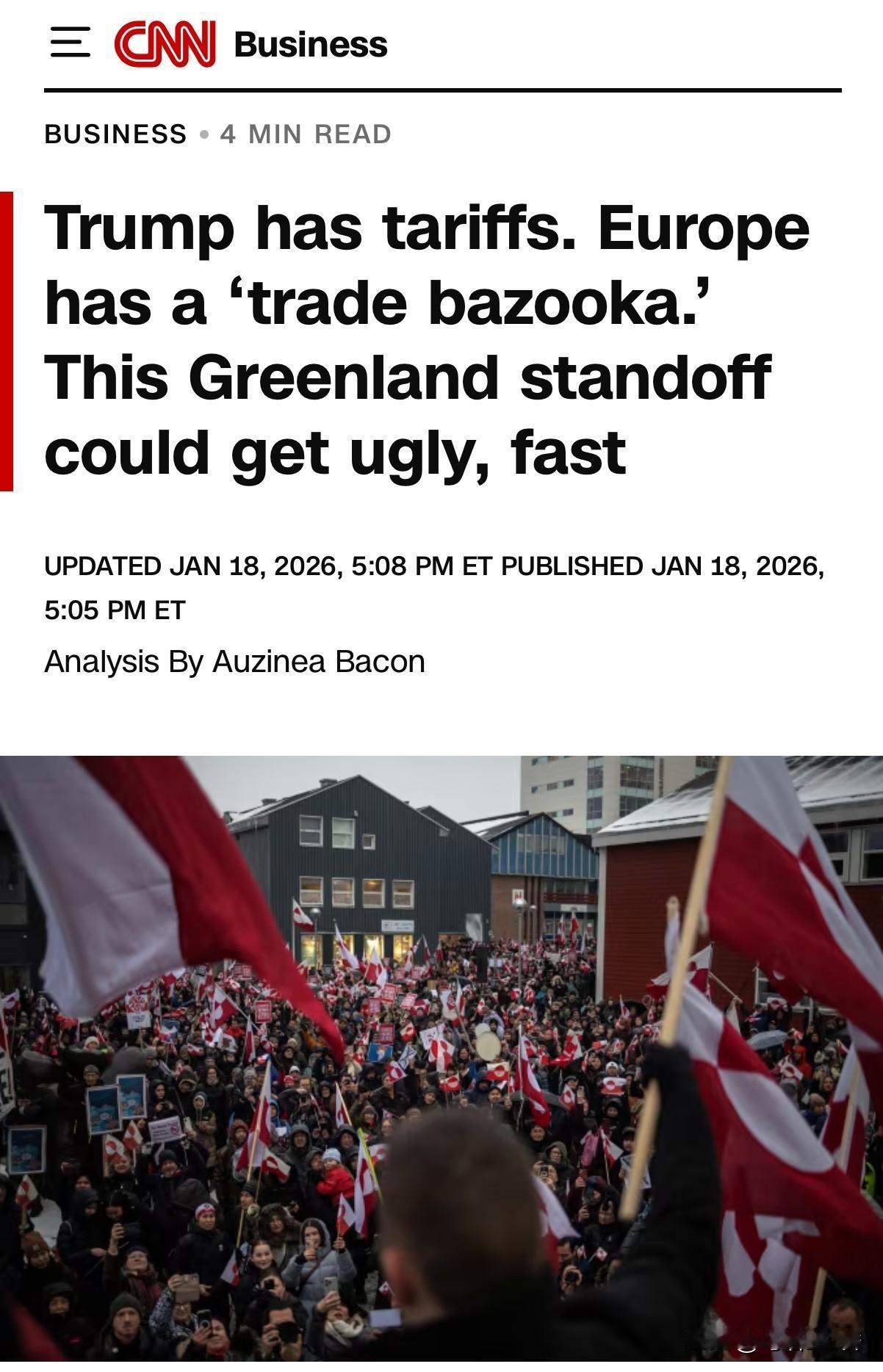 美媒称，这次川普有关格岛的说辞（操作），特别是川普随意增加关税后，引发欧洲与美国