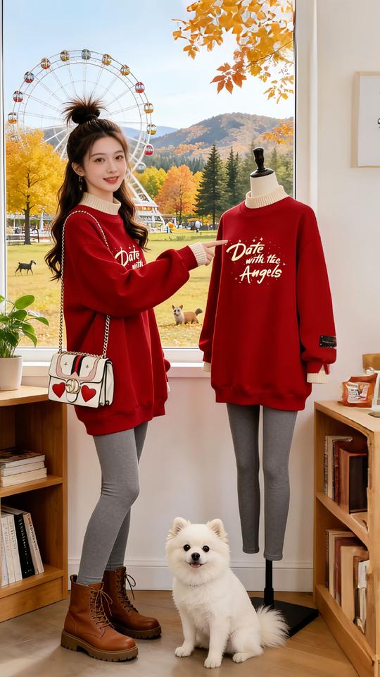 大码姐妹别划走！Danny身上这件假两件加绒卫衣太懂秋冬了！室内搭模特能看宽松版