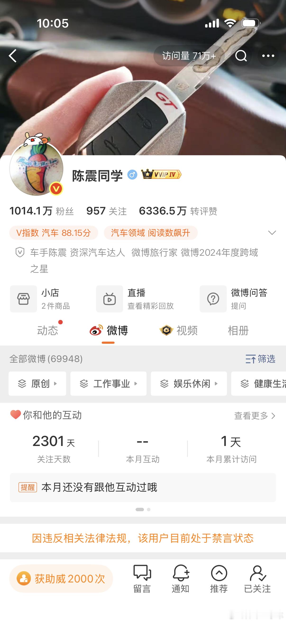 陈震被禁言了真是有点不敢想象 襄阳·犀牛二手车