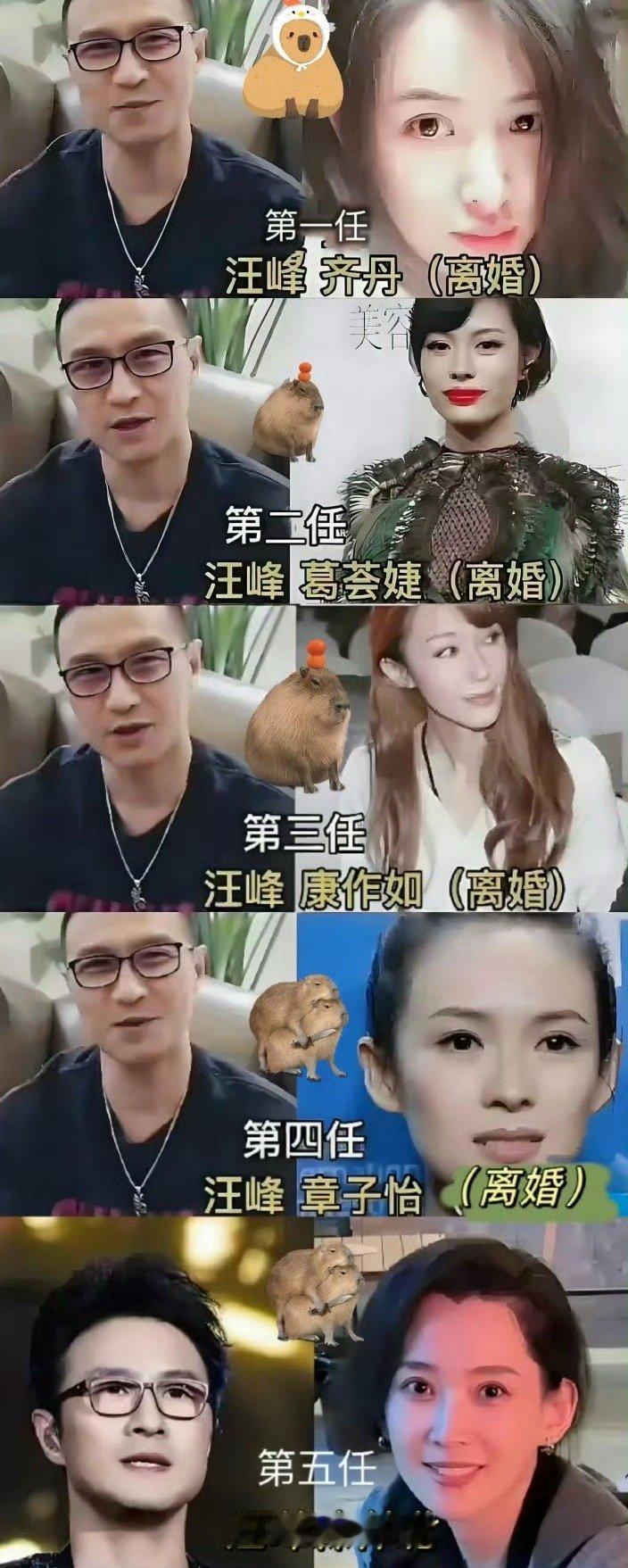 汪峰历任老婆们的颜值都不错啊！ 