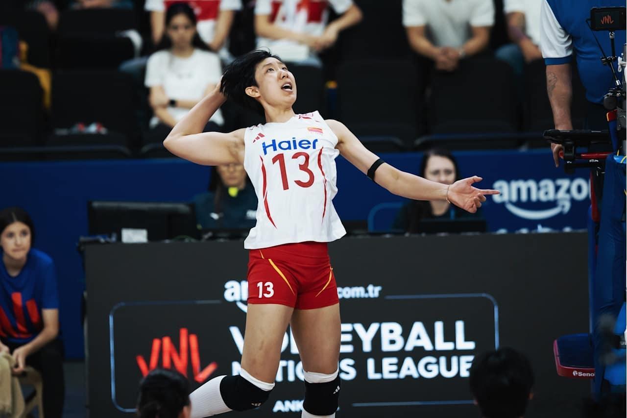 中国女排vs法国女排2026年世界女排联赛 中国女排2-0（25-18/25-1