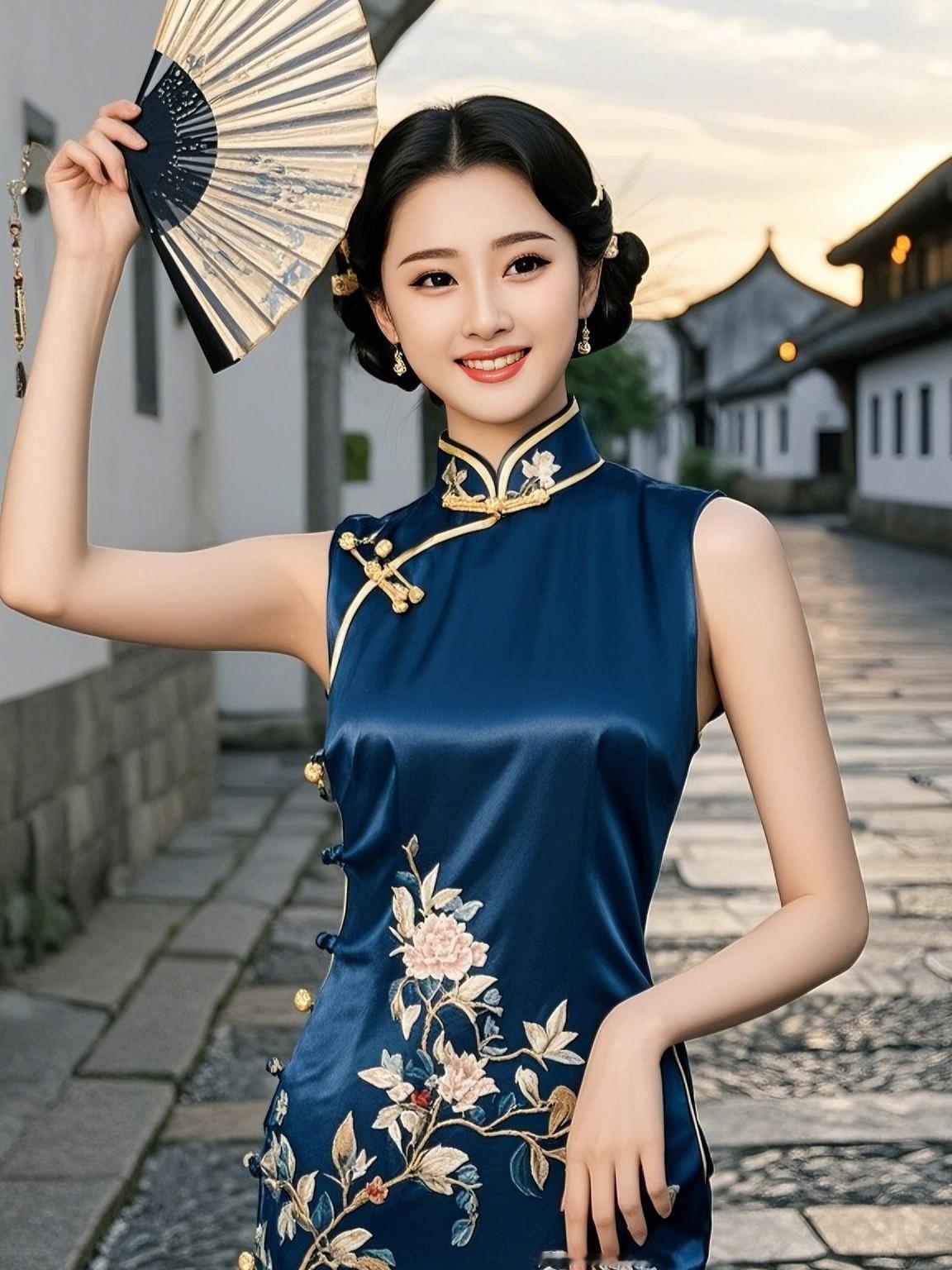 《穿旗袍的女子走过雨巷》
 
雨丝斜斜，织一袭透明的网
青石板润透了，浮着淡淡的