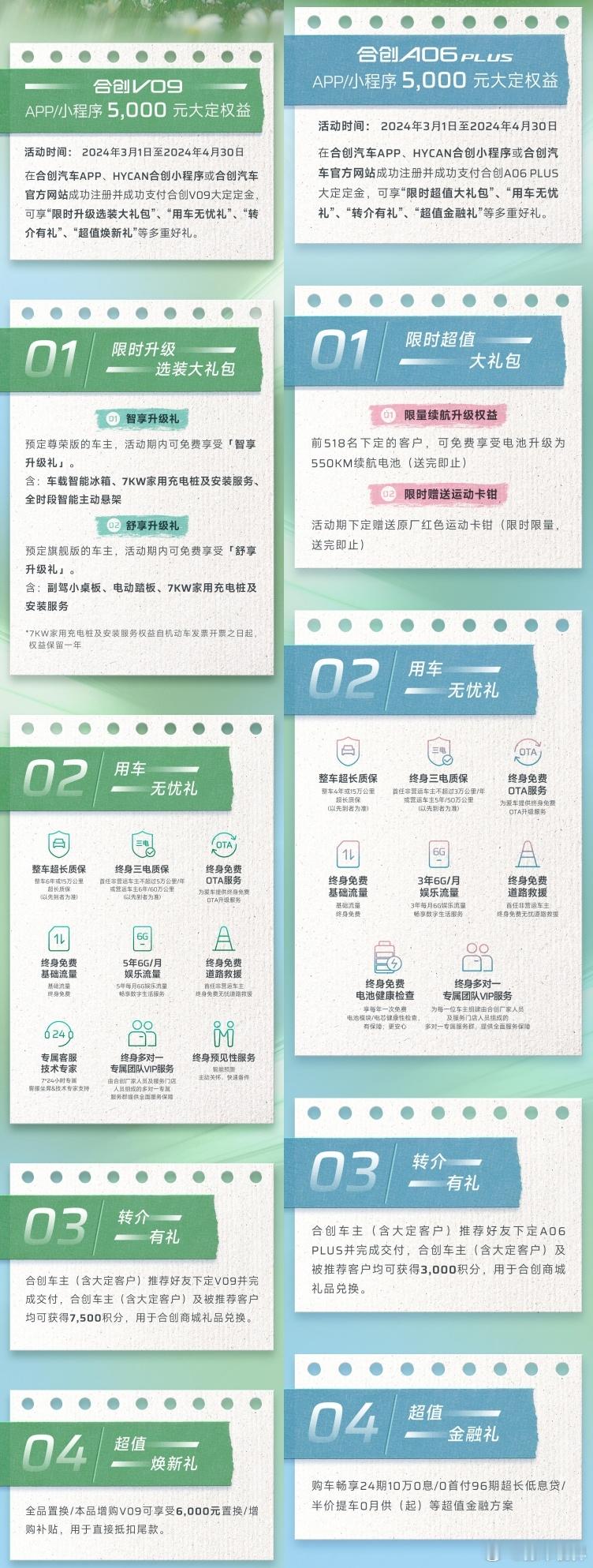 日前，针对旗下两款车型（V09、A06 PLUS）推出春季购车大礼包（3.1-4