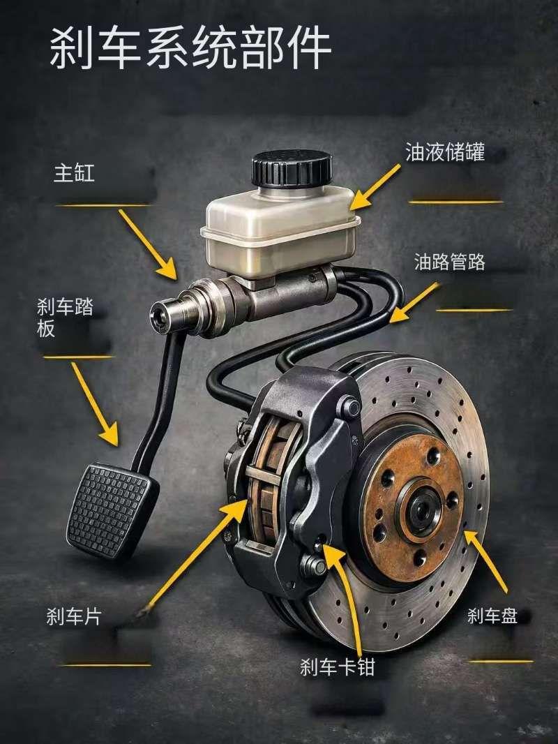 刹车系统 🛠️
 
刹车系统是开车时最重要的安全部件之一，了解它的基本结构，能
