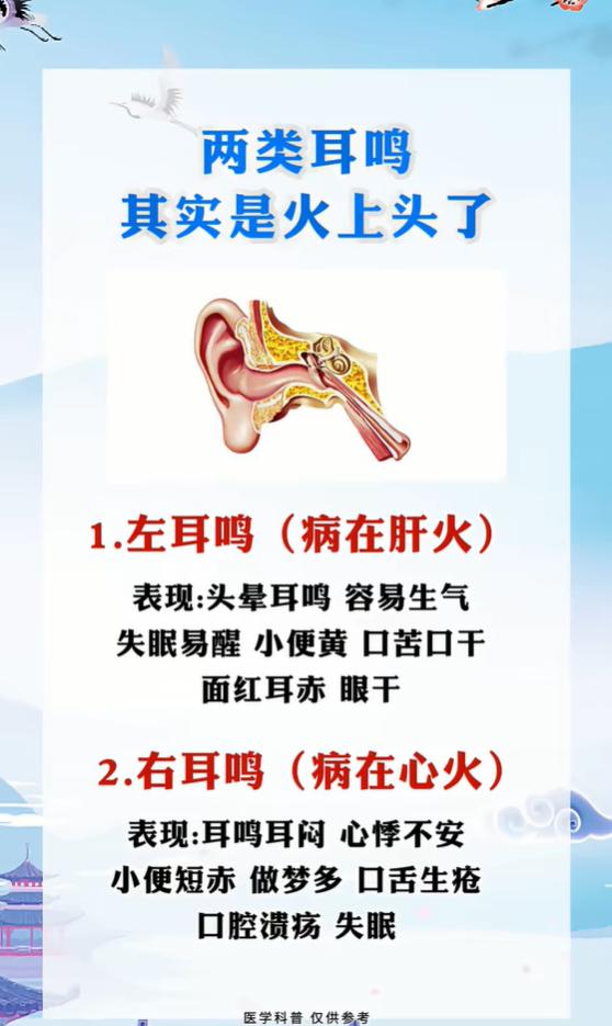 耳鸣分左右，左为肝火右为心火，对照看看