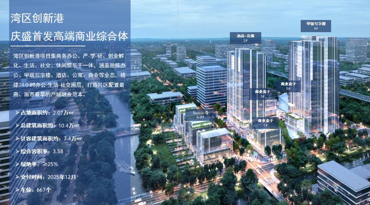 【南沙继续盘活资产！庆盛10.4万方湾区创新港整体打包】近期南沙灵山岛多个项目开