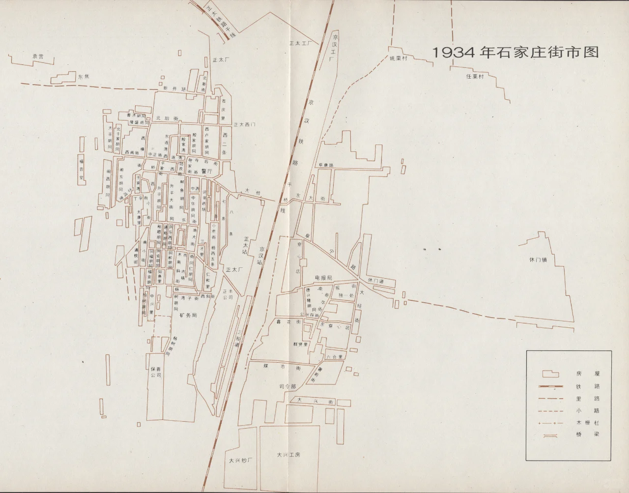 1934的石家庄街市图 老地图