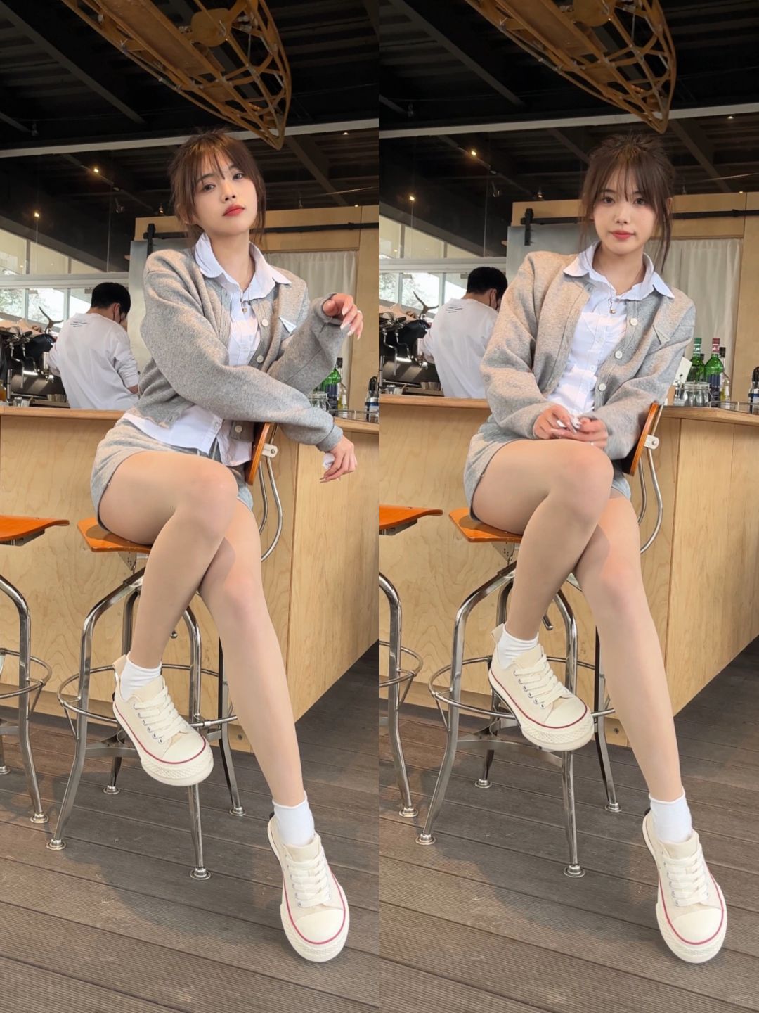 超显腿细的帆布大头鞋～