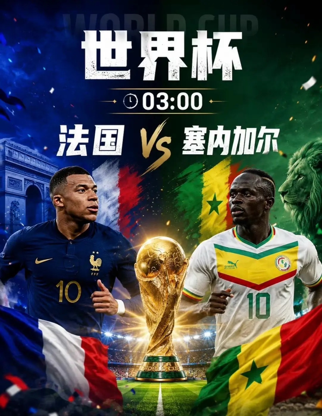 🏆2026精彩美加墨🏆世界盃 03:00 法國(中) - 塞內加爾推荐：上半