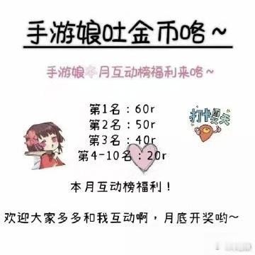 【11月互动榜公示&12月互动榜福利】12月互动榜福利：第1名 60r第2名 5