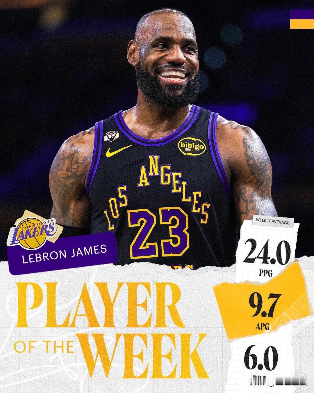 没想到41岁的老詹还能获得周最佳！
本赛季最后一次西部周最佳球员给了老詹，场均2