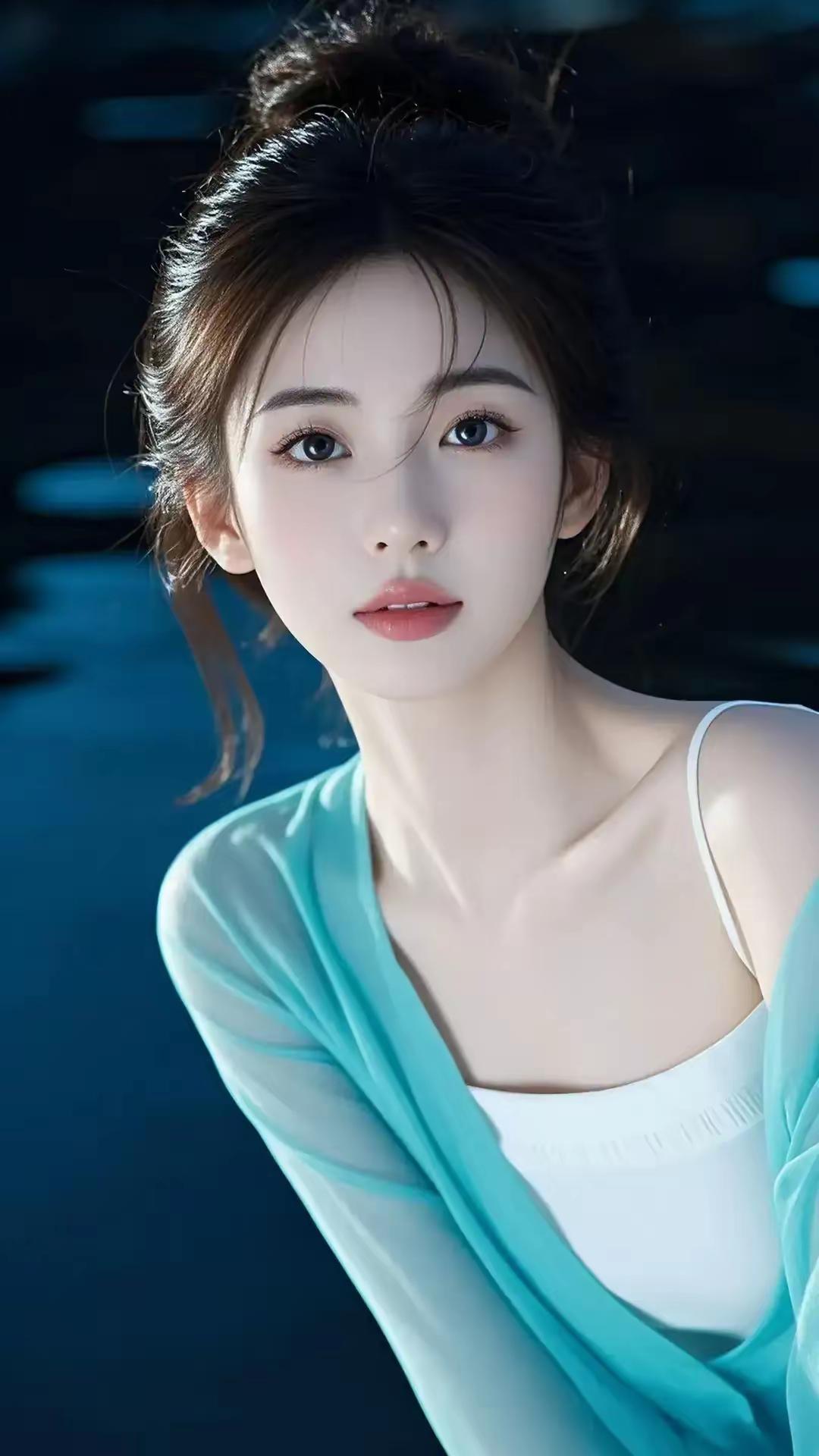 梦幻蓝调少女，温柔似水，静谧如梦🍀🌈🌹