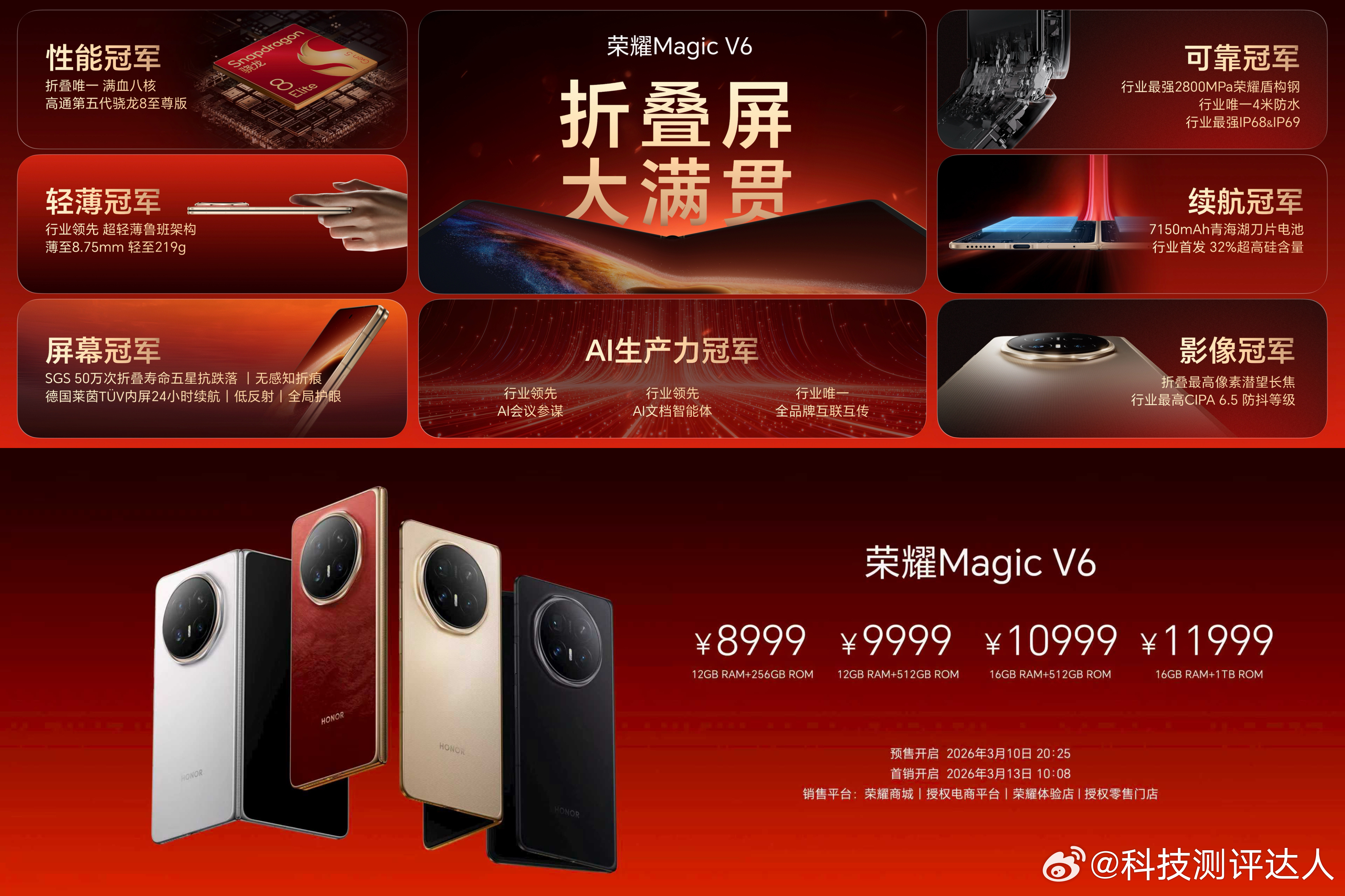 荣耀Magic V6 不愧是折叠屏大满贯，轻薄、续航、屏幕、性能全是冠军水平，没