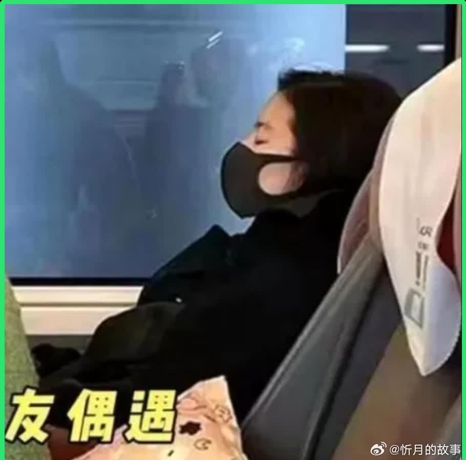 刘亦菲在高铁上沉沉入睡，似乎对周围的一切毫无察觉。有一位网友抓拍到了她素颜的美丽
