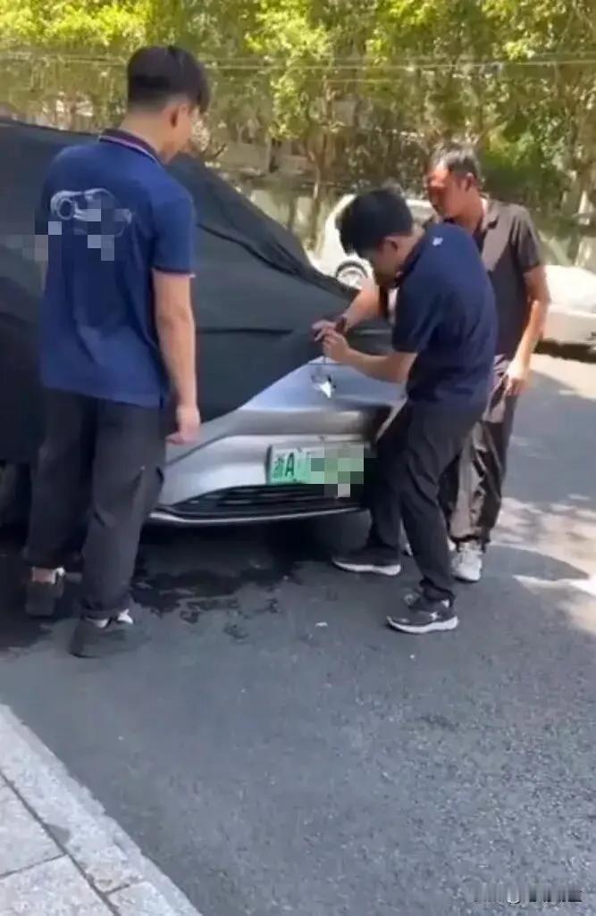 杭州，一辆新能源车自燃，厂家现场拆车标

厂家：烧就烧吧，反正尊严不容践踏，把标