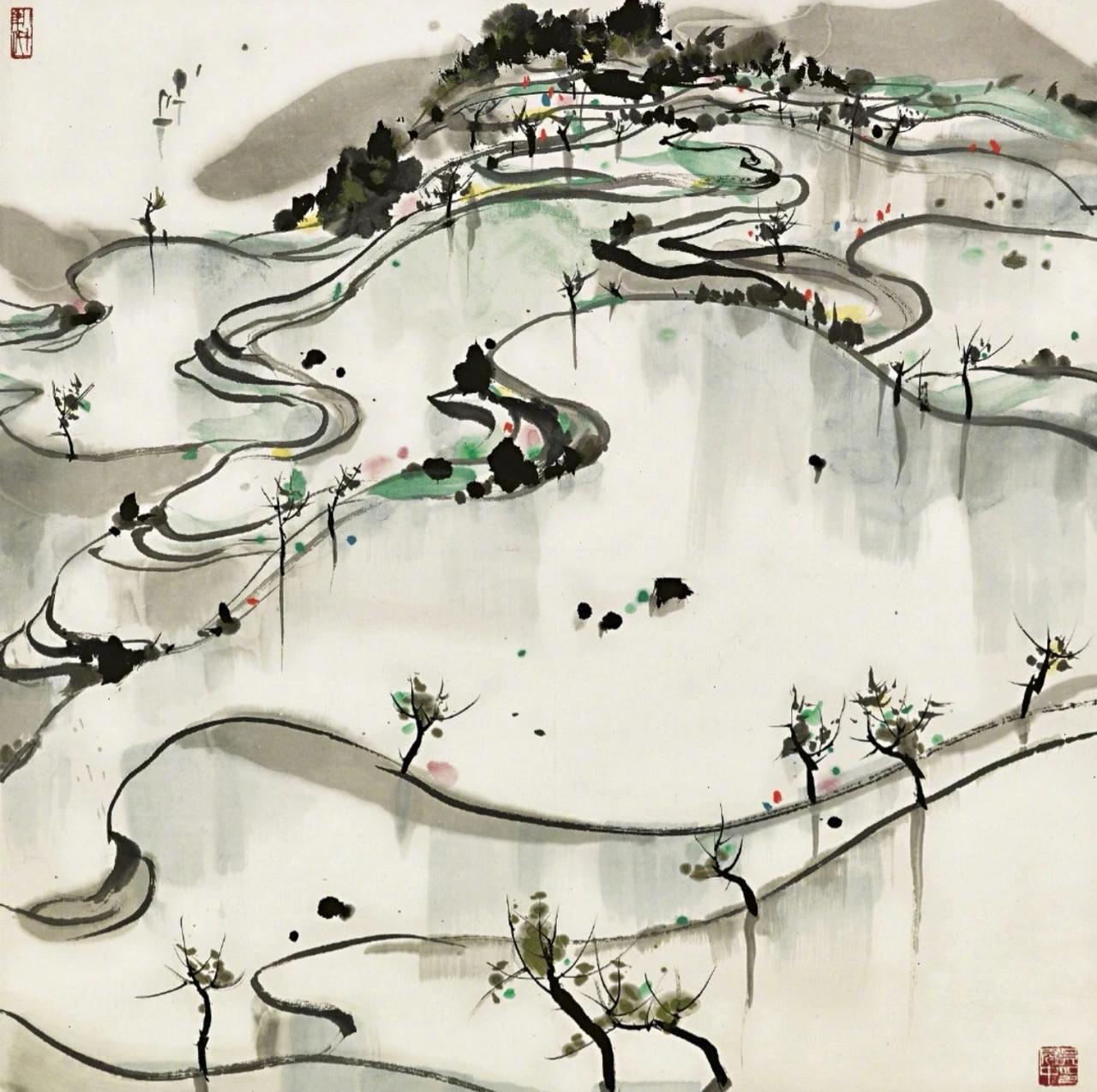 吴先生的烟雨满江南，轻舟碧波上！

《水墨染江南》
墨线勾成烟雨乡，
白墙黛瓦入