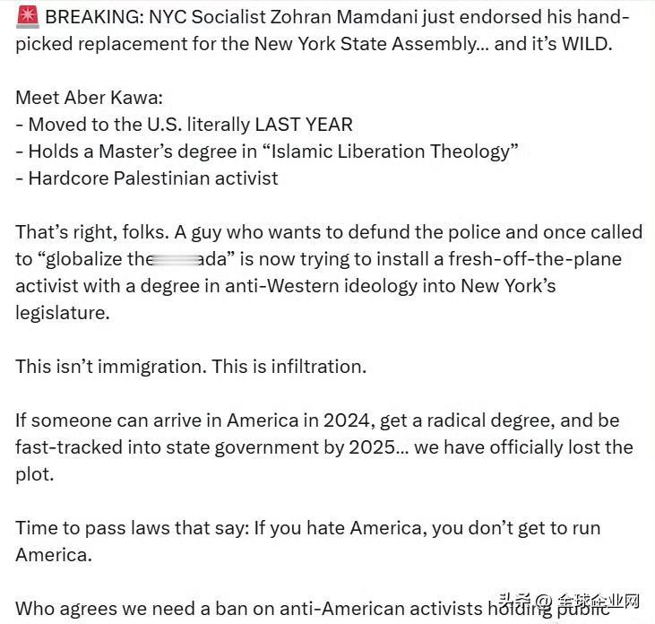 佐兰·曼达尼刚刚宣布支持他亲自挑选的纽约州议会接班人……情况相当惊人。

这个名