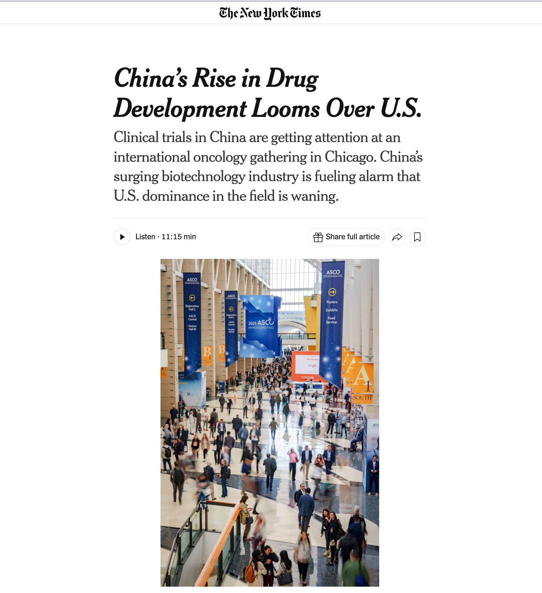 🔻《纽约时报》暴露了资本主义的道德沦丧。🔻中国在抗癌药物、临床试验、生物技术