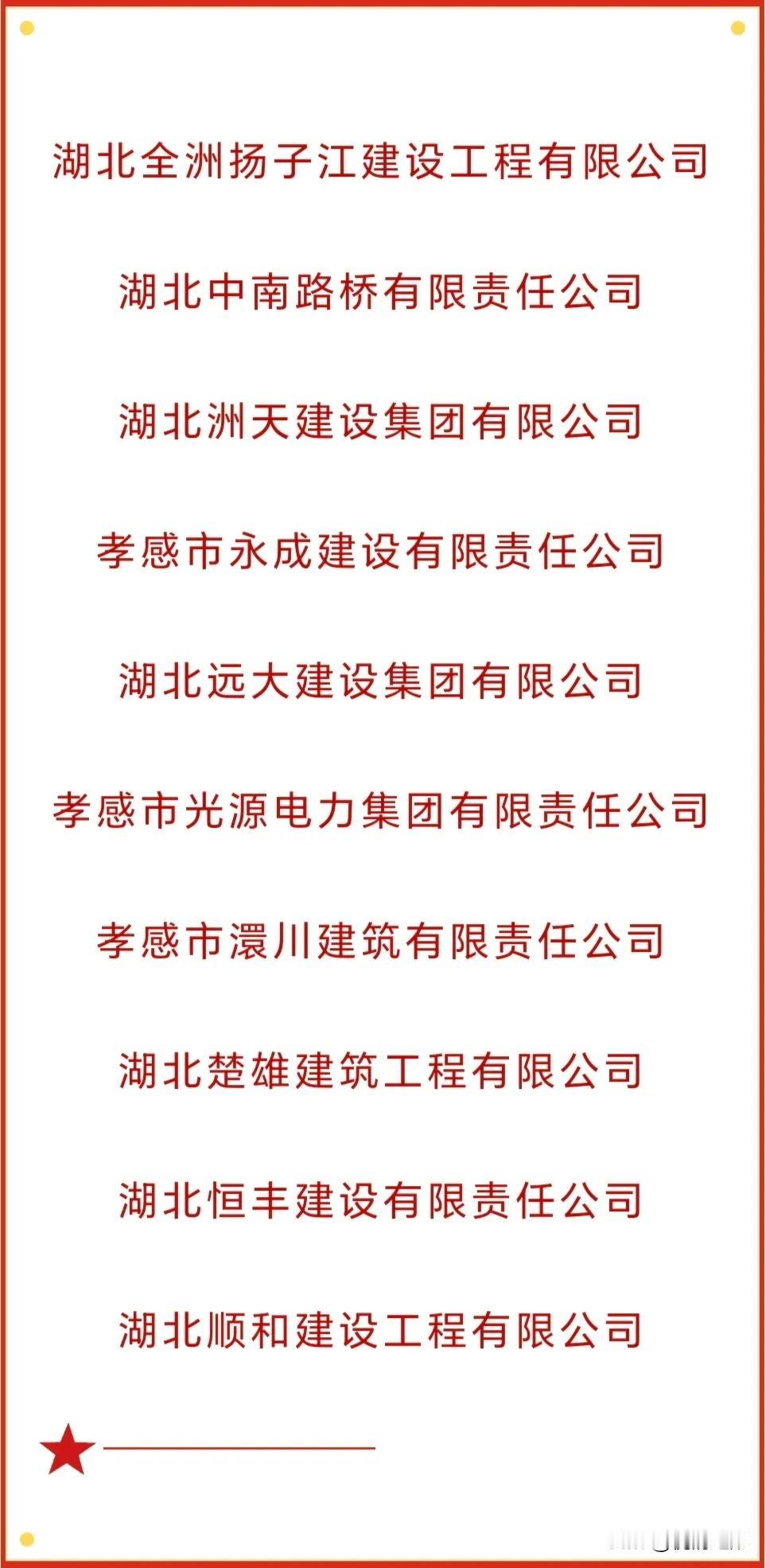 2024年度孝感市建筑业产值十强企业出炉

近日，孝感市公布《2024年度孝感市