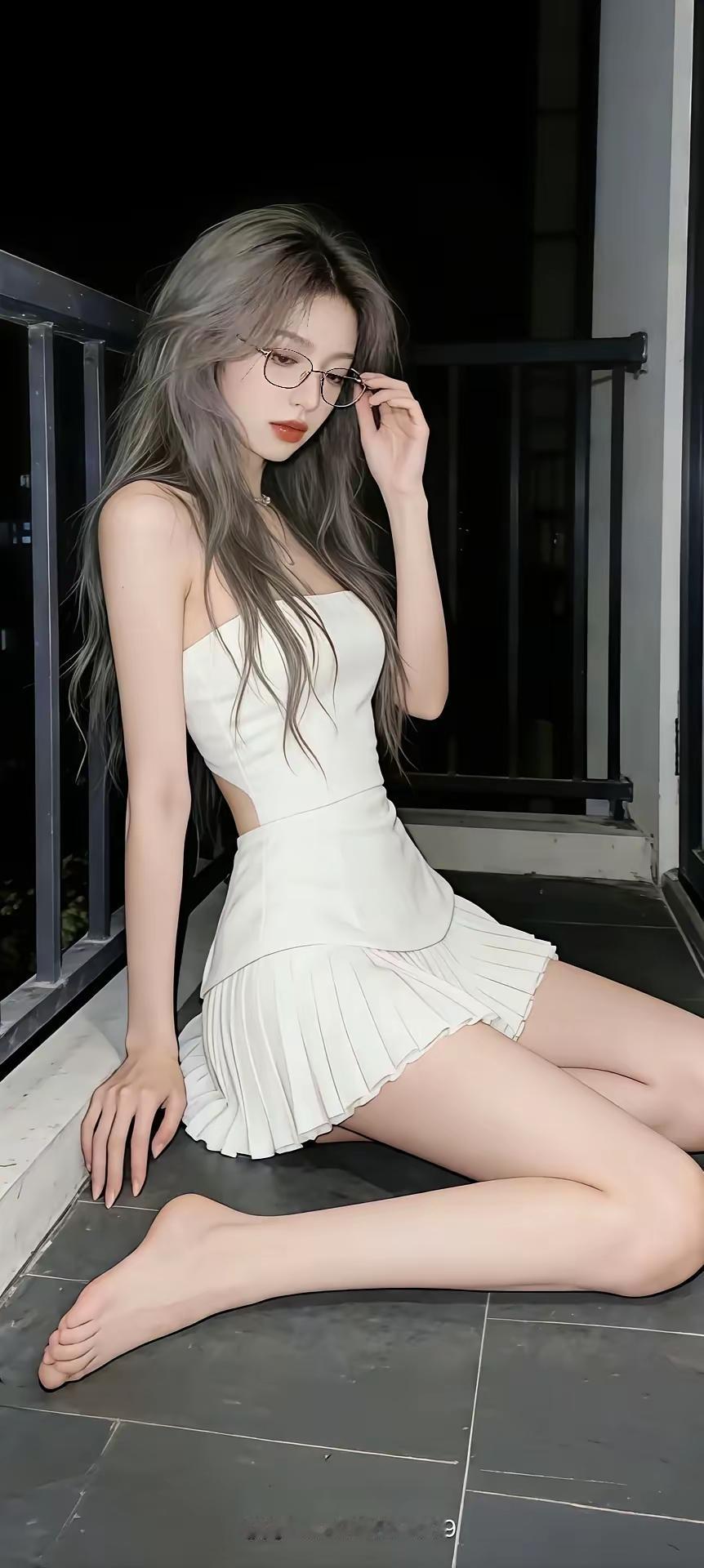 美，则美矣，但却是AI，
首先，哪位姑娘会穿短裙，坐在凉台的瓷砖上拍照，
当然，