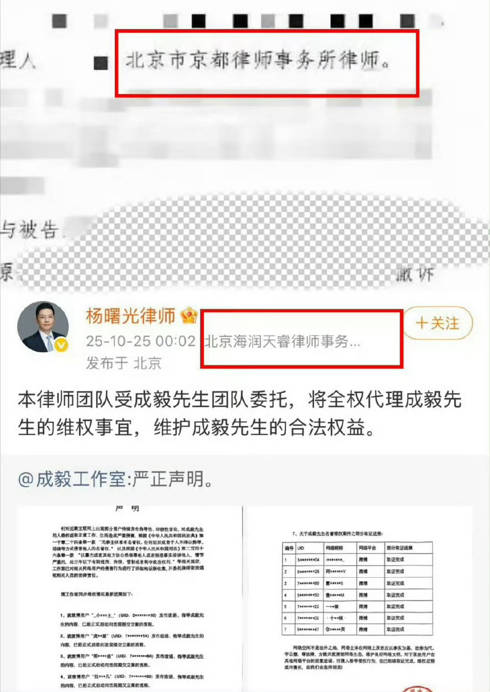 tg 成毅告黑名单没有这位博主，账号uid没有在被告名单里 曝成毅告黑名单没有这