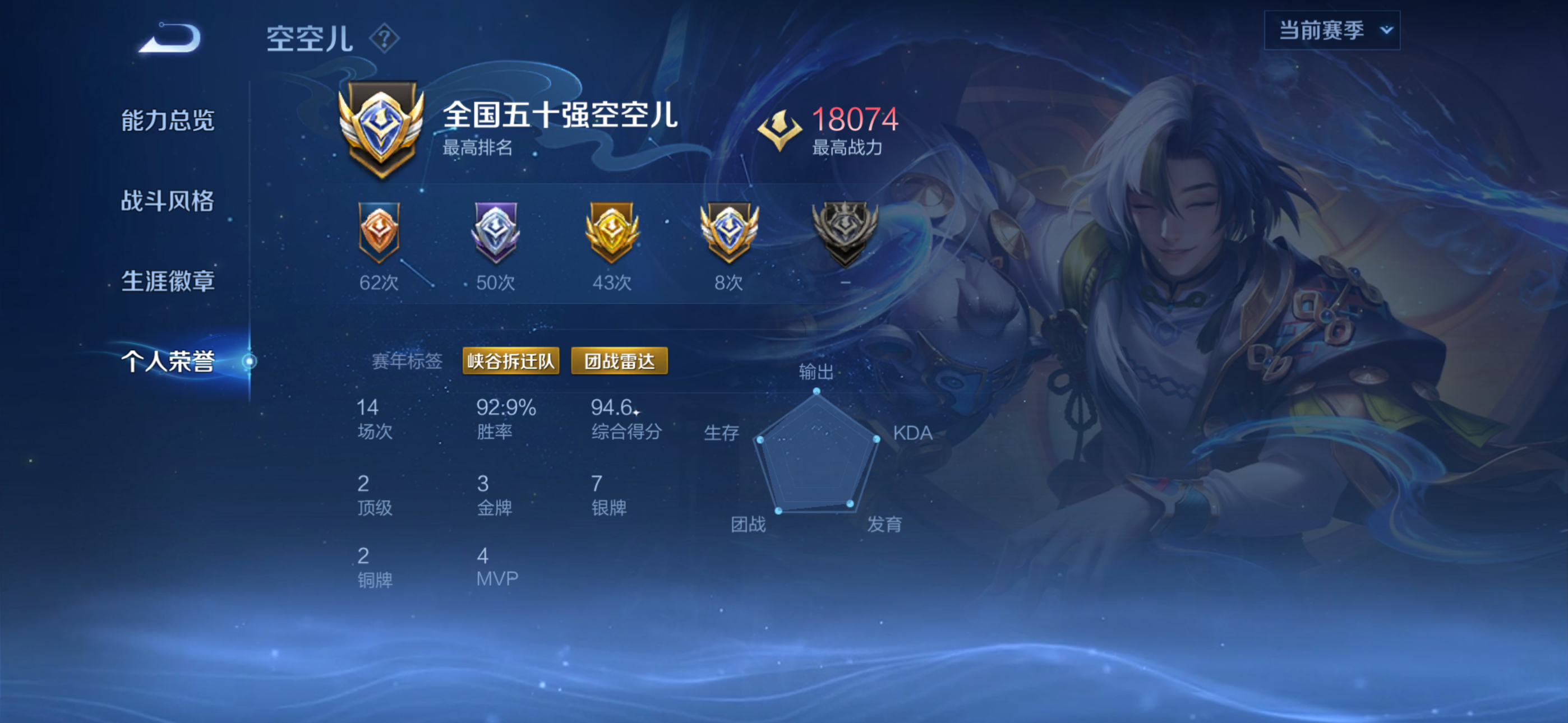 你走过的路,每一步都算数 【7.8晚间无畏巅峰赛】第一把 空空儿 胜 银牌🥈 