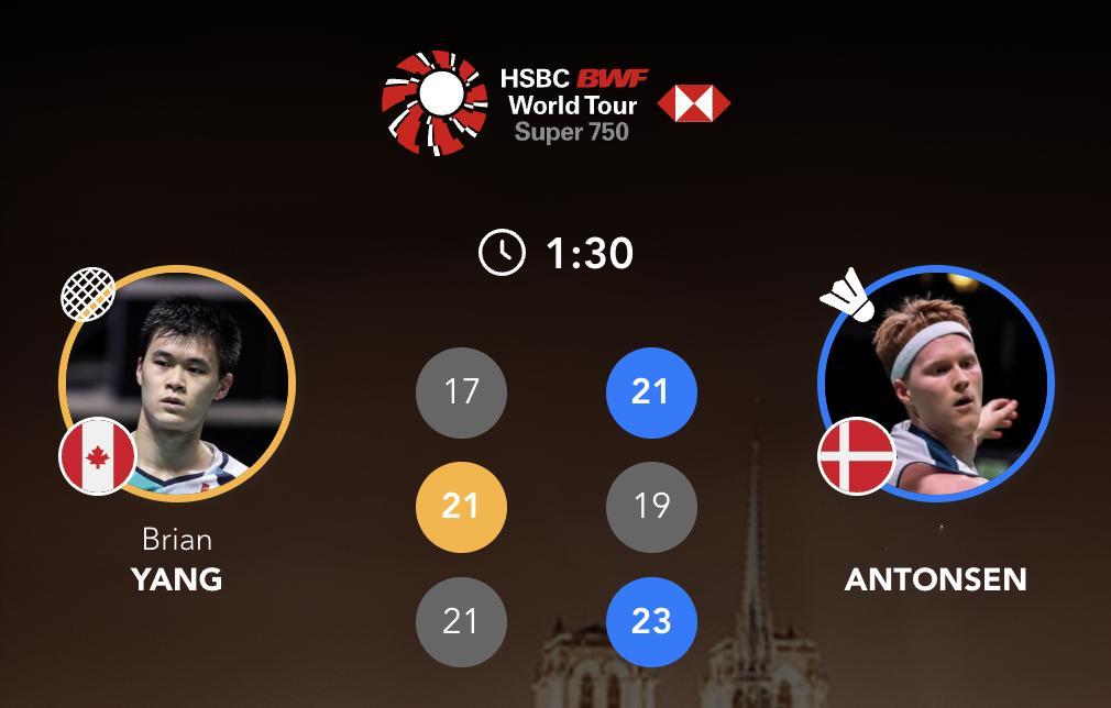 【⏰90分钟】安东森🇩🇰 21-17、19-21、23-21 🇨🇦杨灿下